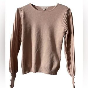 Nanette Lepore Blush Pink Crew Neck Sweater detail sleeves Sz M women
